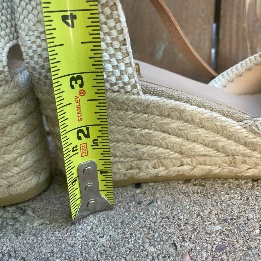 KANNA Women’s Cream Tan Espadrille Platform Wedge Heel Strap Shoe 39